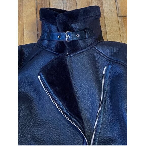 ZARA FAUX FUR & LEATHER WINTER BIKER JACKET - Picture 3 of 9